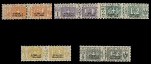 Italian Colonies, Somalia #Q5-9var Cat$2,400, 1923 Parcel Post, 50c-4L overpr...