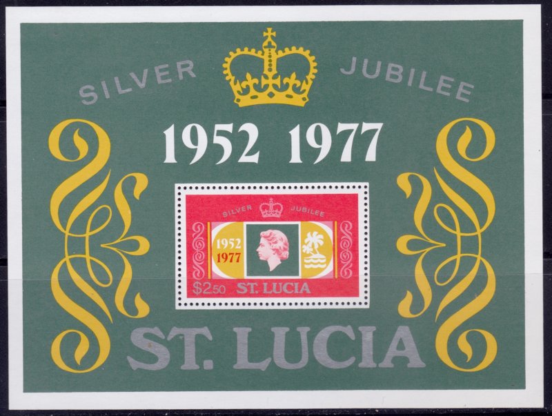 St. Lucia, 1977, Regency of Queen Elizabeth, m/s, Mi#B11, MNH,++