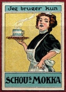 Vintage Denmark Poster Stamp I Only Use Schou's Mocha