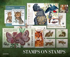 Liberia - 2022 Stamps on Stamps & WWF - Stamp Souvenir Sheet - LIB220409b