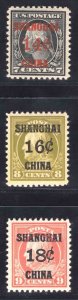 MOMEN: US STAMPS #K7-K9 SHANGHAI CHINA MINT OG H/LH VF LOT #78611