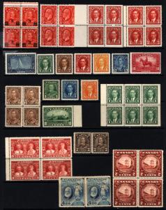 Canada #166-#233 1931-1947 Blocks & Singles Mint 21 items