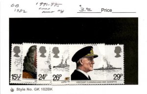 Great Britain, Postage Stamp, #991-995 Mint NH, 1982 Navy, Ships (AG)