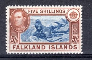 Falkland Islands 1938-50 5s South Sea Lion Sg 161 Mvlh-