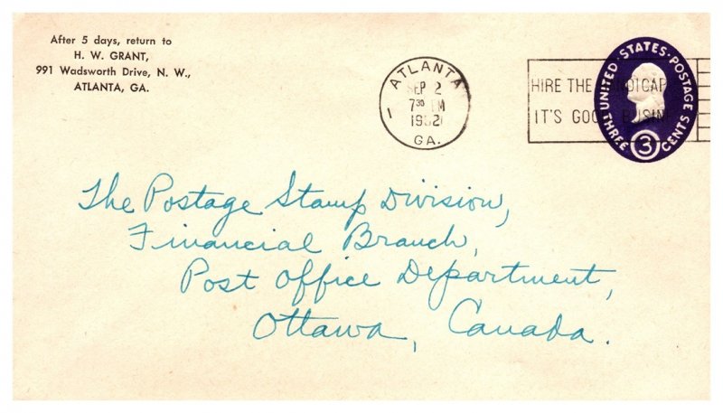 United States, Georgia, Slogan Cancel, United States Postal Stationary, Forei...