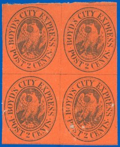 1861 BOYD'S CITY EXPRESS Local Stamp BLK/4, Scott #20L16, Mint-OG, SCV $37.50!