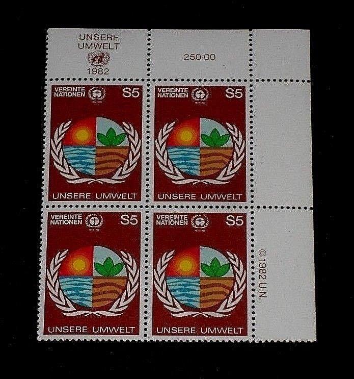 U.N. VIENNA #25, 1982, HUMAN ENVIRONMENT, INSC. BLK/4, NICE!! LQQK!!