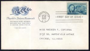 US 933 Franklin D Roosevelt House of Farnam Typed FDC
