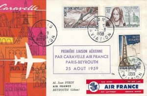 Paris, France to Beyrouth, Lebanon 1959 1st Flight (50393)