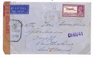 WW2 INDIA Rawalpindi GB SCOTLAND Censor Cover 1942 BE109