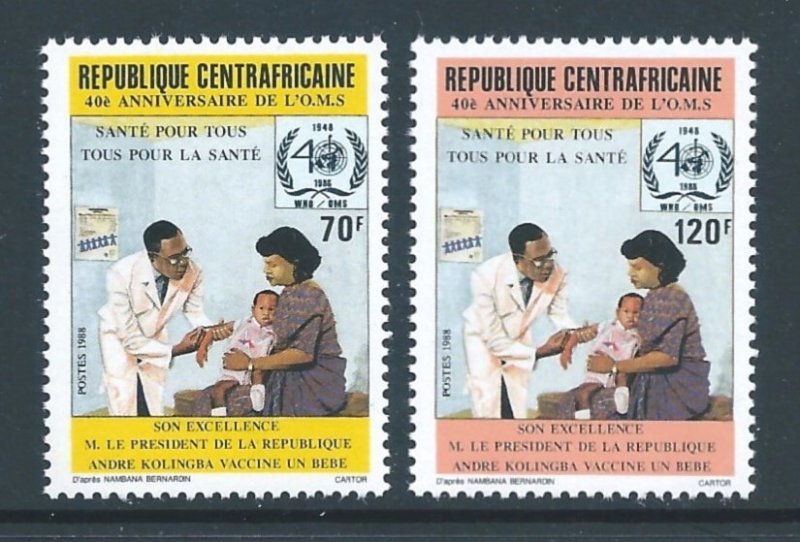 Central African Rep. #886-7 NH WHO 40th Anniv.