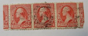 US Scott #220a Strip of 3