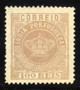 Portuguese Colonies, Portuguese India #62 Cat$18.50, 1877 100r lilac, hinged