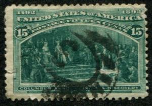 USA SC# 238 Columbus announcing discovery 15c Canceled