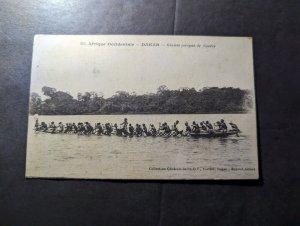 1936 France Africa Colony Cameroon Postcard to Edwardsville MI USA Native Canoe