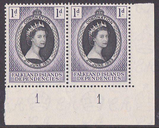 FALKLAND DEPENDENCIES 1953 Coronation plate pair MNH........................3109