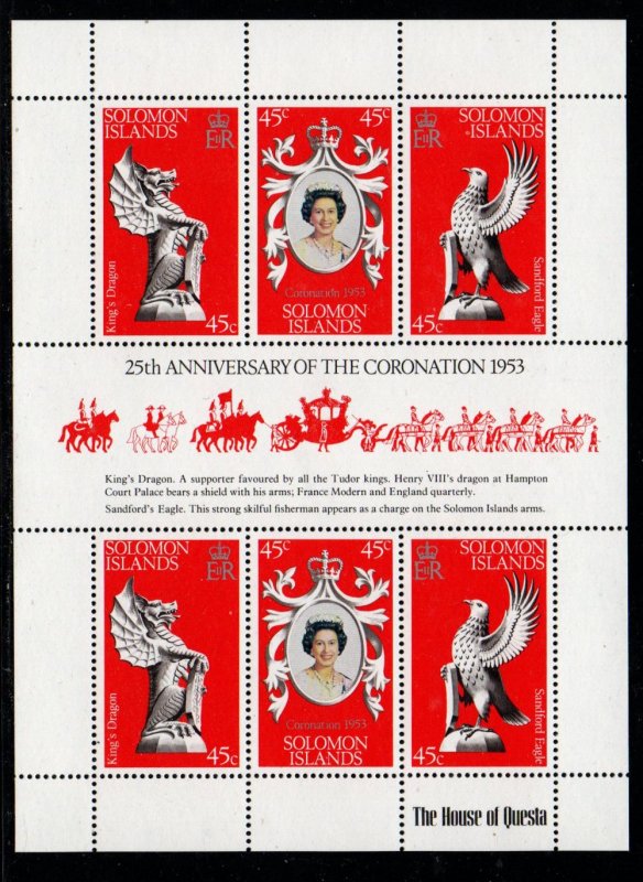 Solomon Islands Sc 368 1978 25th Anniversary Coronation of QE II  sheet min