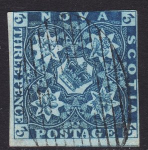 1851-7 Canada Nova Scotia Queen Victoria QV 3p Used dark blue Sc# 3 CV $300.00