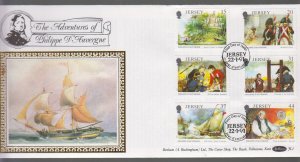 Jersey 1991 Philippe D'Auvergne Set on Benham Silk FDC