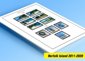 COLOR PRINTED NORFOLK ISLAND 2011-2020 STAMP ALBUM PAGES (33 illustrated pages)