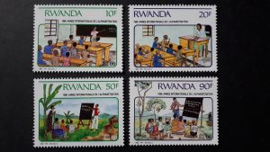 Rwanda 1991 International Literacy Year ** MNH Full set Mi 1442-1445