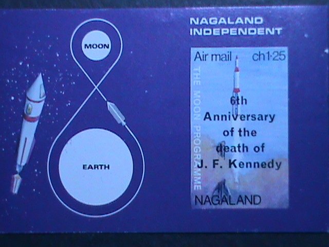 NAGALAND-6TH ANNIV: DEATH OF JOHN F. KENNEDY-OVPT- MNH IMPERF S/S-VERY FINE