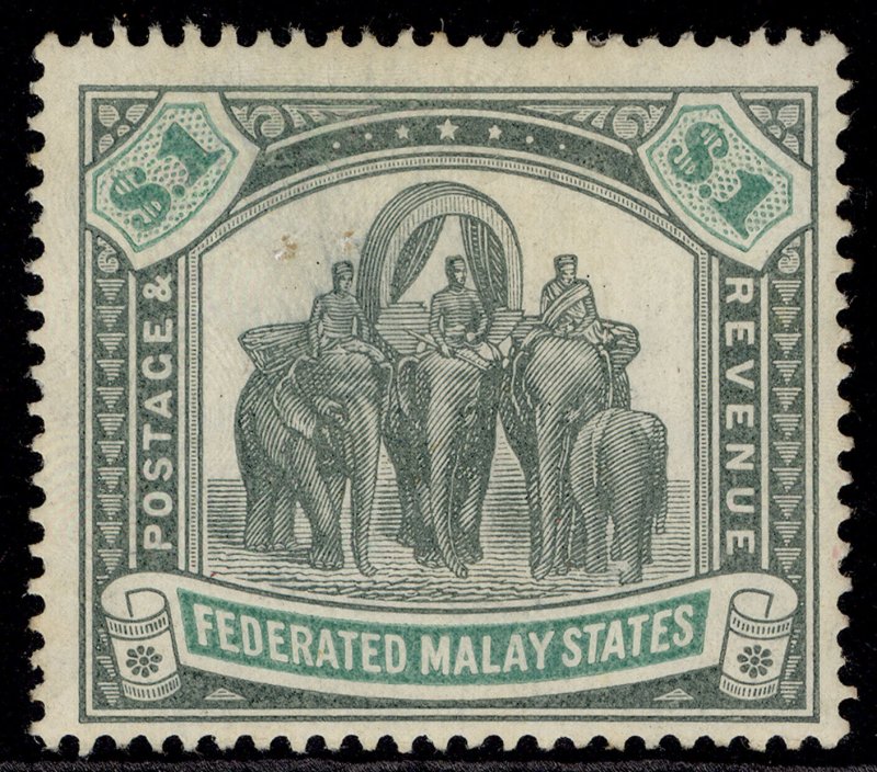 MALAYSIA - Federated Malay EDVII SG48, $1 grey-green & green, M MINT. Cat £120.