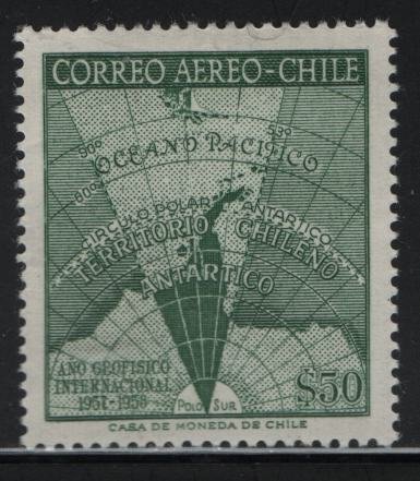 CHILE, C214, HINGED, 1959, IGY type of regular issue