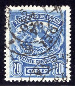 H3, Type I, Chile, 20c, 1883, Telegraph, Telegrafos , perf, Used