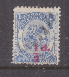 TONGA, 1893 1/2d. in Carmine on 1d. Ultramarine, used.