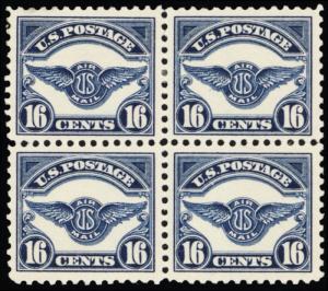 C5, Mint H/NH VF/XF Block of Four Airmail Stamps Cat $360.00 - Stuart Katz