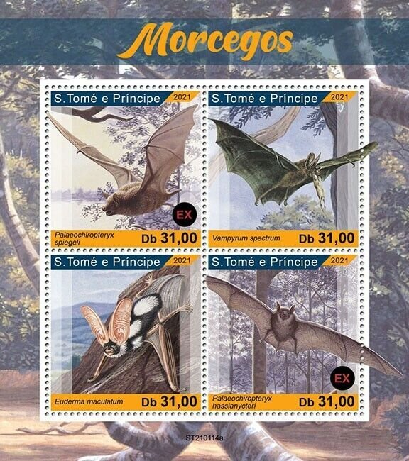 Sao Tome & Principe 2021 MNH Wild Animals Stamps Bats Flying Mammals 4v M/S