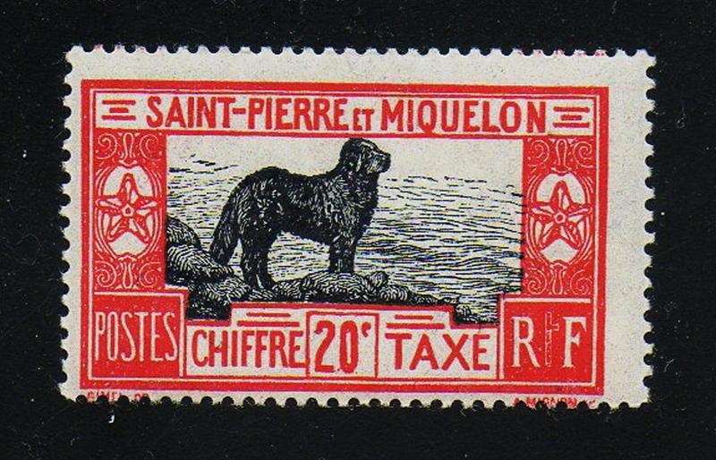 St. Pierre & Miquelon #J23 MHR CV$1.50 Newfoundland Dog