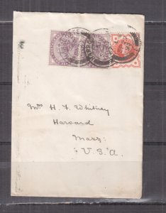 GREAT BRITAIN, 1897 cover, 1/2d,1d.(2), HARROGATE to Harvard, Mass., USA.