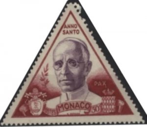 Monaco 263 (mnh) 50c Pope Pius XII, dk rose lake & pur (1951)