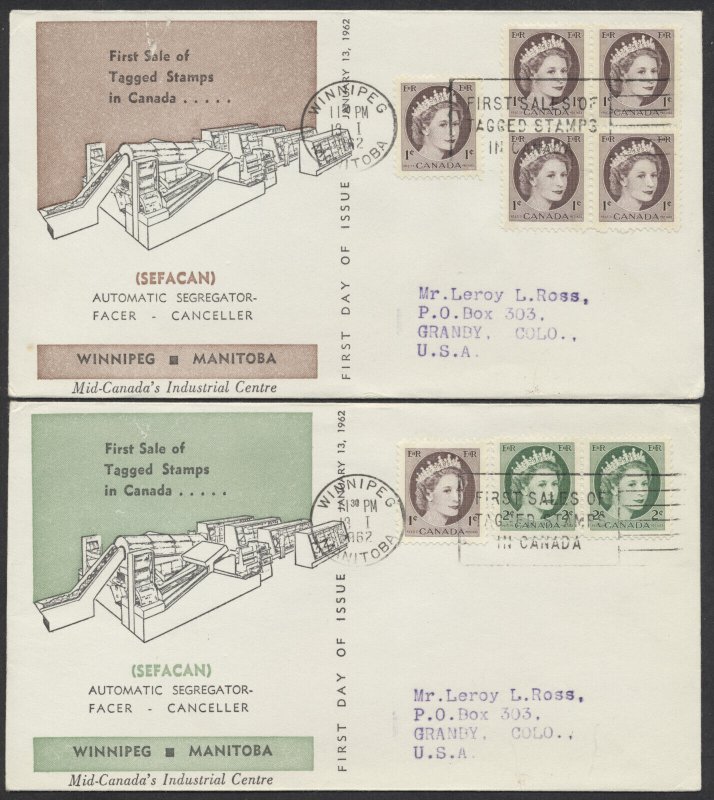 1962 #337p-341p Set of 5 QEII Wilding Winnipeg Tagged FDCs 5c Rate Combos