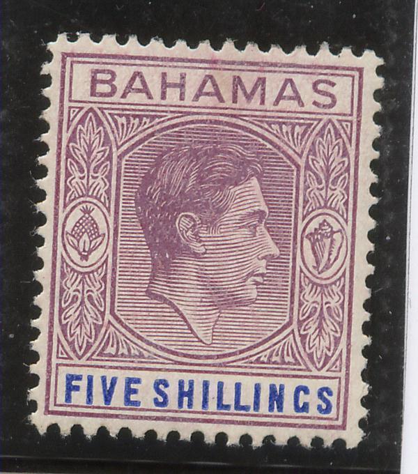 BAHAMAS Sg#156e five shillings MLH STAMP Sea Shell Fruit pineaple  