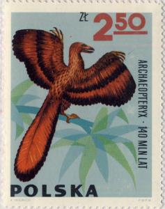 POLOGNE / POLAND 1966 Mi.1660 2.50Zl Archaeopteryx, Prehistoric Animals (II) **