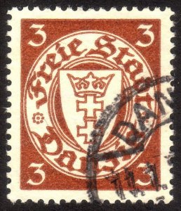 1935, Danzig, 3pfg, Used, well centered, Sc 168, Mi 216y