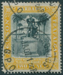 Barbados 1906 2d black & yellow SG148 used