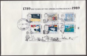 DOMINICA Sc# 1207A-F.1 FDC S/S of 6 DIFF STAMPS 200 YEARS of AMERICAN PRESIDENCY