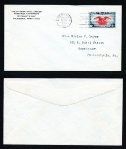 # C23 addressed First Day Cover with Cancer Research Foundation cachet 5-14-1938