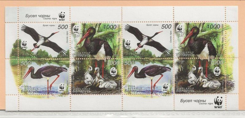 BELARUS Sc 561C NH issue of 2005 - MINISHEET - WWF - BIRDS 