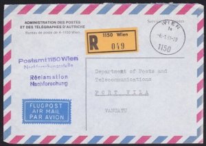 AUSTRIA 1991 Official PO registered cover to VANUATU.......................B2667