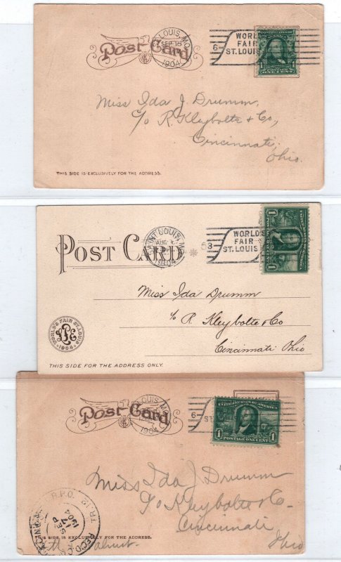 US 3 used St louis worlds fair post cards