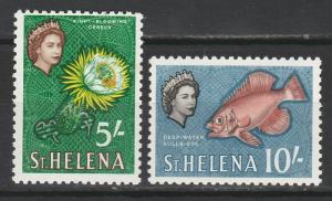 ST HELENA 1961 QEII FLOWER FISH 5/- AND 10/- MNH **