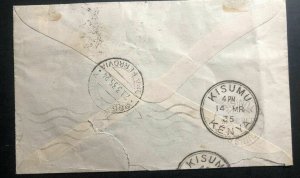 1935 Kakamega Kenya Early Airmail Cover FFC To Tunis Tunisia Via Marseille