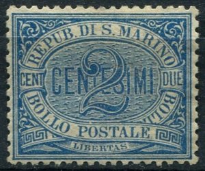 San Marino Sc#1 MH/Unused, 2c grn, Definitive 1877 1890 (1877)