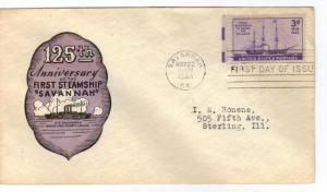 US 923 (Me-4) 3c Steamship FDC Savannah GA cancel Ioor Cachet ECV $12.50