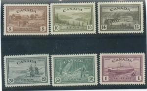 Canada  268-73 Mint OG 1946 Definitives CV $81.50